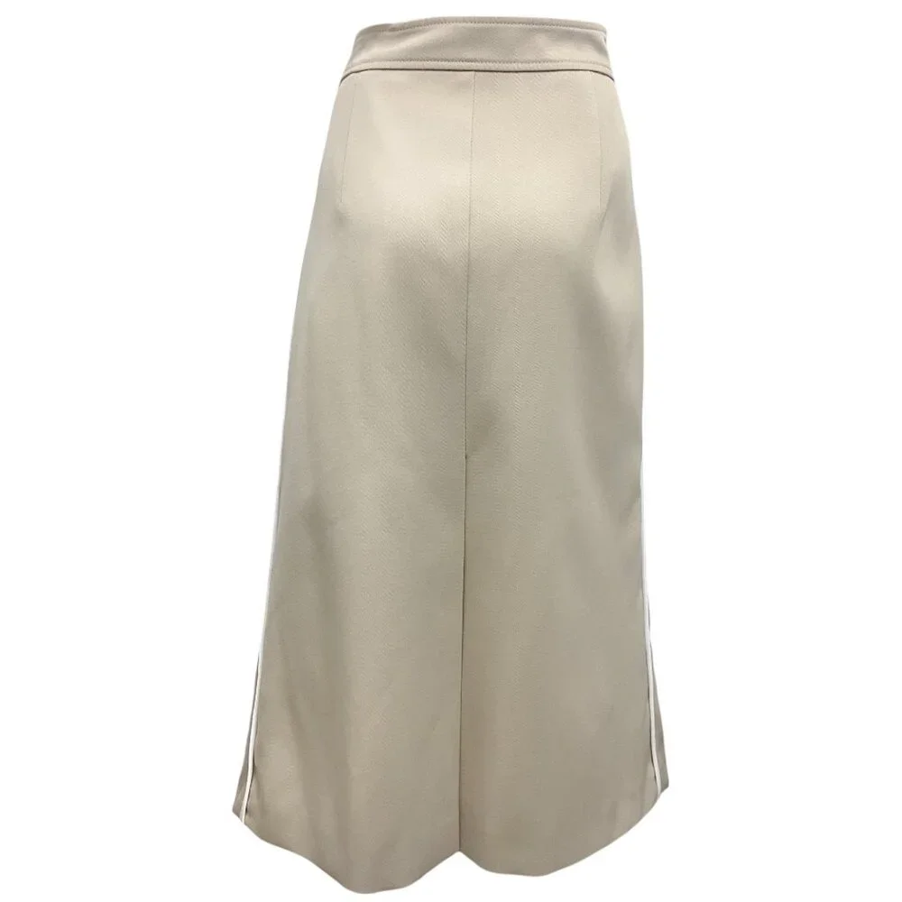 Prada Beige 2019 Paillette Sequin Embellished Wool Midi Skirt - Picture 3 of 6